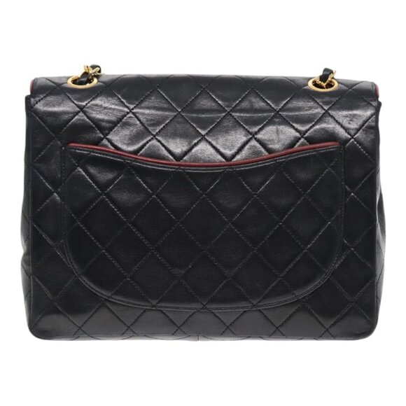 CHANEL Matelasse Turn Lock Chain Hand Bag Lamb Skin Black Gold CC Auth - Picture 3 of 16